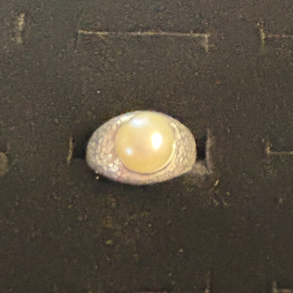 Vintage 925 Thai Sterling Silver Pearl Ring Size 6 Statement Cocktail Ring